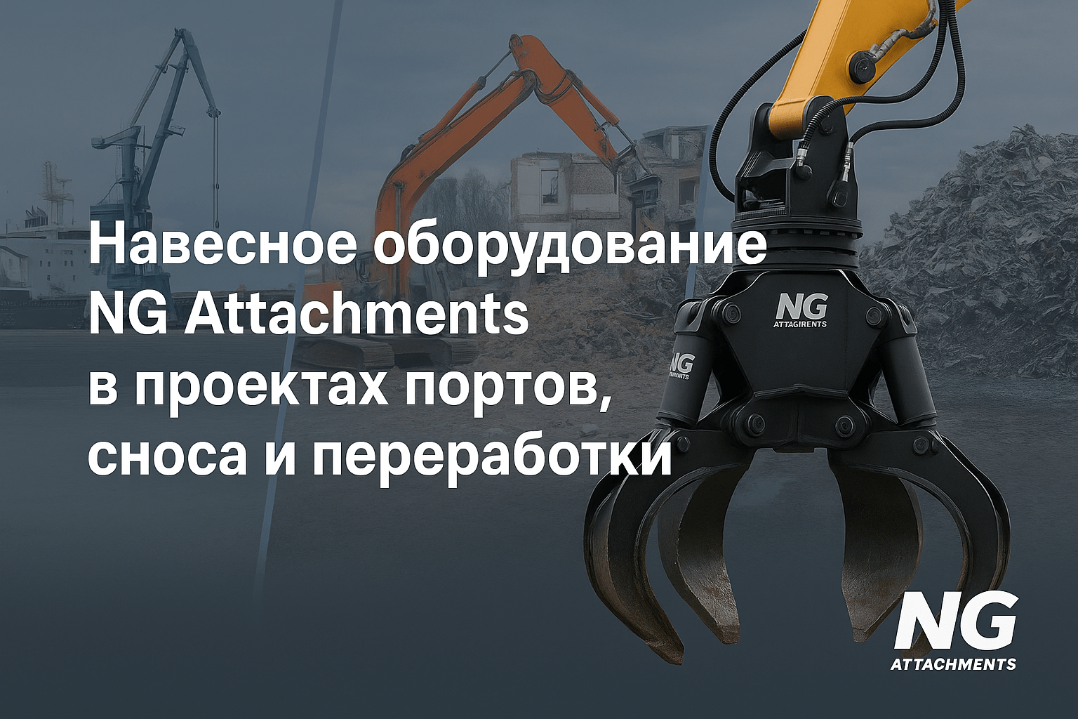 Навесное оборудование NG Attachments в проектах портов, сноса и переработки