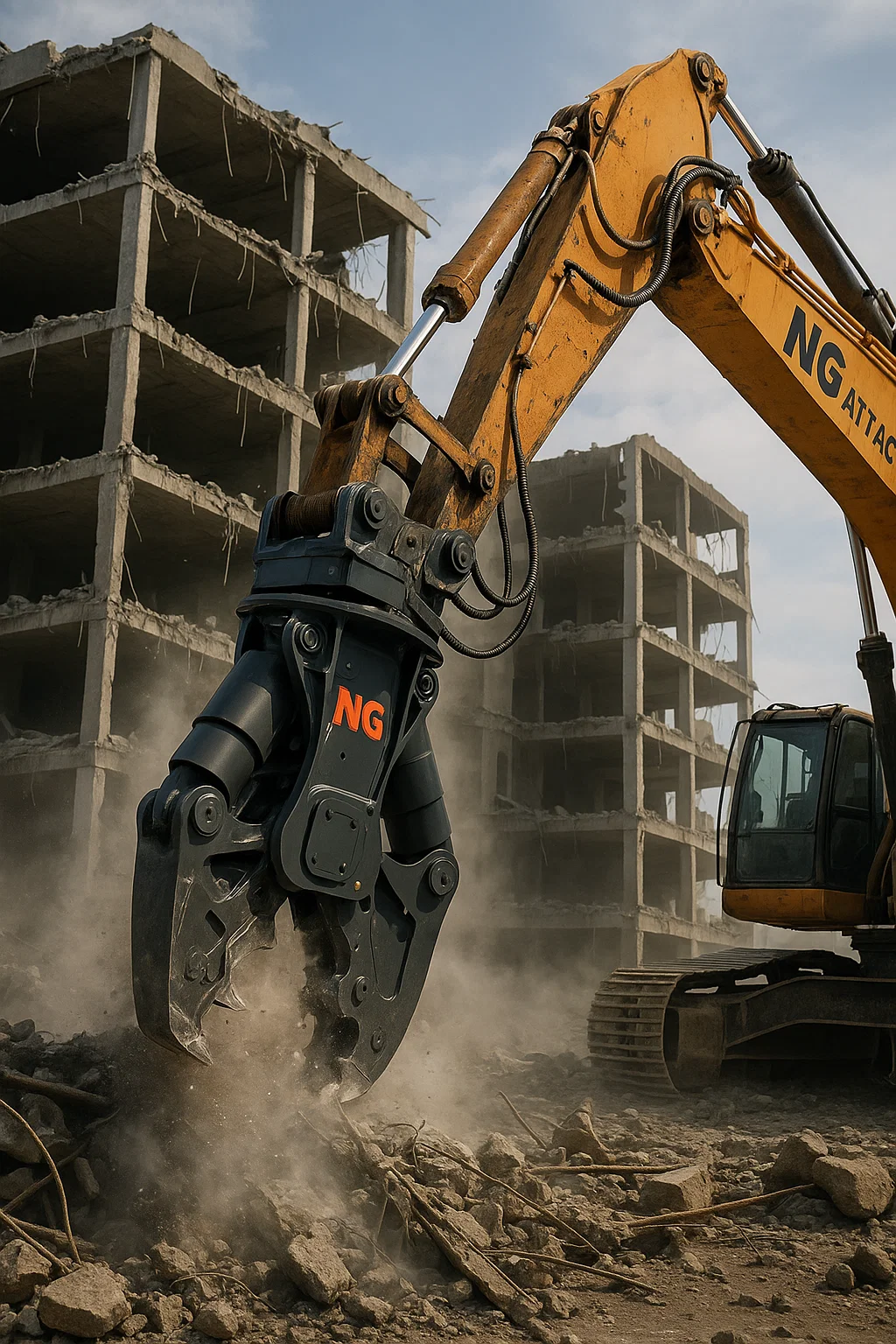Foarfecă hidraulică de demolare rotativă pentru excavator