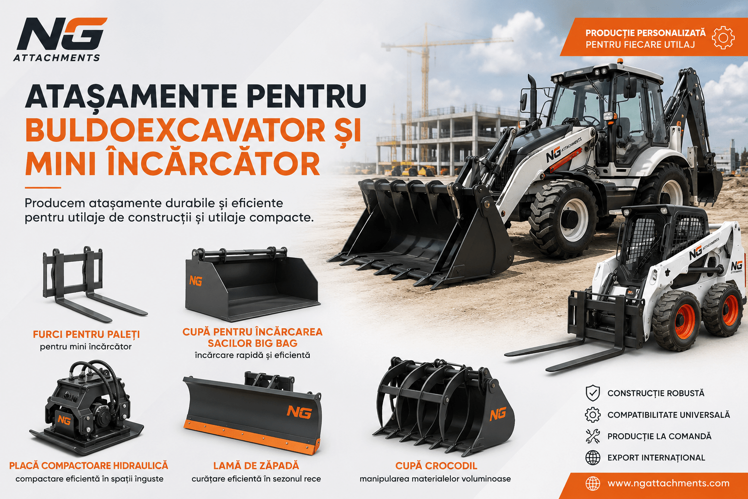 Atașamente pentru Buldoexcavator și Mini Încărcător